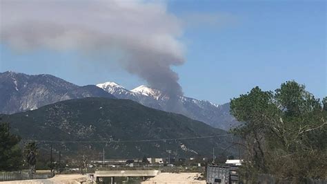 A Wildfire Burns In The Mountains Of San Bernardino County