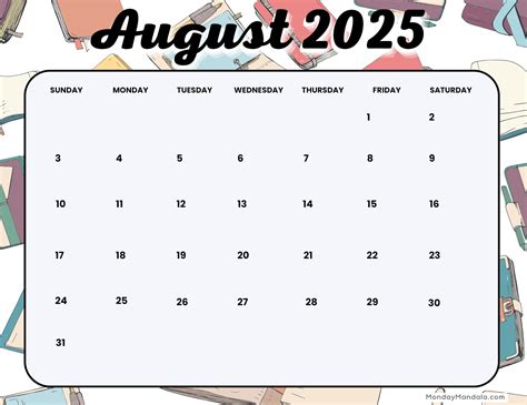 August 2025 Calendar (52 Free PDF Printables)