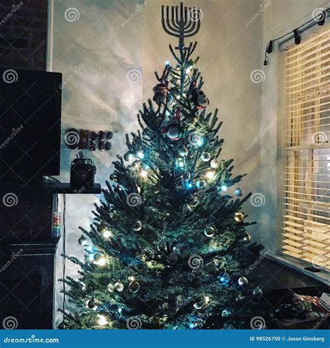 Christmas Hanukkah tree stock photo. Image of tree, cultural - 98526750