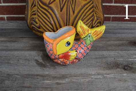 Talavera Ceramic Fish Wide Mouth Kitchen Patio Garden Pottery | Etsy | Ceramic fish, Garden ...