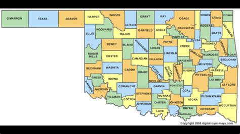 Printable Map Of Oklahoma Counties