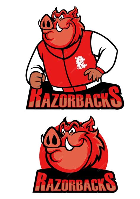 Premium Vector | Razorback school mascot set