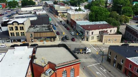 Aerial View Downtown Ingersoll Ontario Canada Stock Footage Video (100% Royalty-free) 1096965527 ...