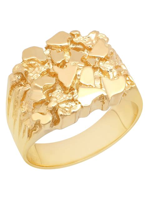 Men's 14k Gold-Plated Sterling Silver Nugget Ring - Walmart.com