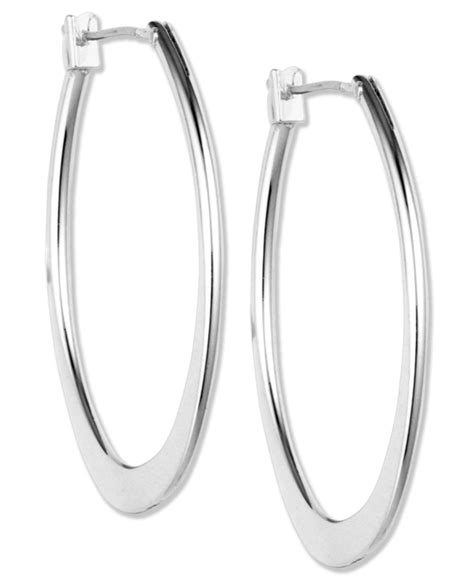 Anne klein Silver-tone Large Oval Hoop Earrings in Metallic | Lyst