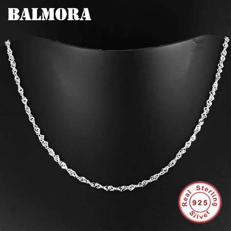 BALMORA 100% Real 925 Sterling Silver Jewelry 45cm Long Chokers ...