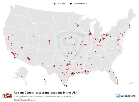 Number of Raising Cane's locations in the USA in 2024 | ScrapeHero