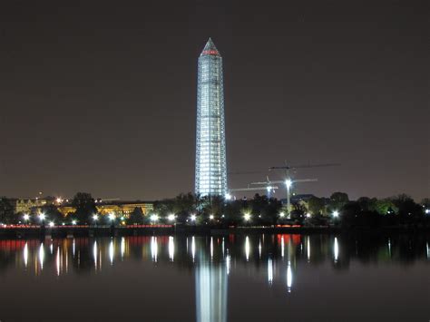 Washington Monument in scaffolding at night, viewed from t… | Flickr