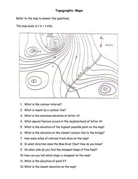 Topographic+Map+Reading+Worksheet+Answers | Map worksheets, Reading ...