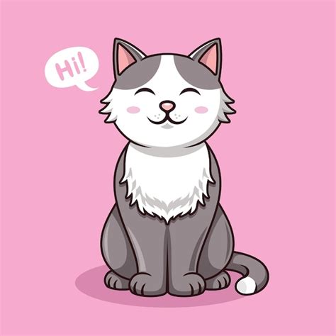 Premium Vector | Cute cat smiling cartoon vector illustration