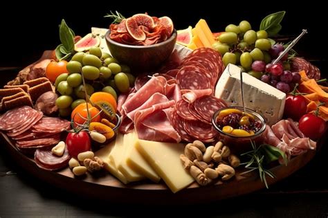 Premium AI Image | cured meats cheese platter