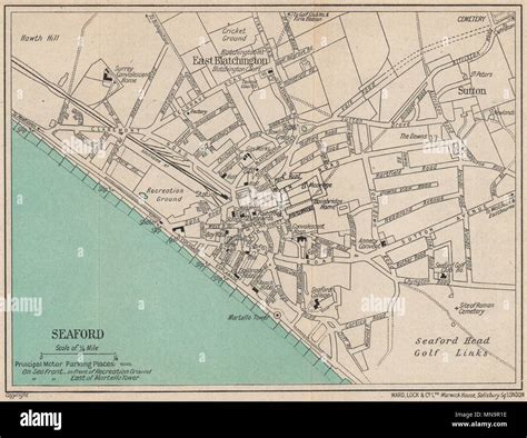 SEAFORD vintage town/city plan. Sussex. WARD LOCK 1947 old vintage map chart Stock Photo - Alamy