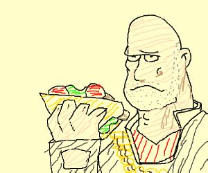 Tf2 Heavy eating a sandwich - Drawception