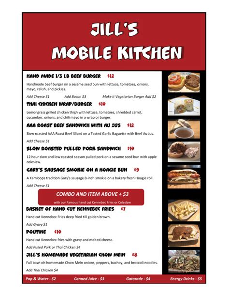 Mobile Kitchen Menu - Jill's Catering and Mobile Kitchen