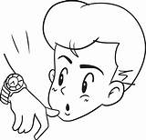 Man Watching Watch Cartoon Doodle Kawaii Anime coloring Page Cute  sketch template