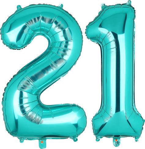 Amazon.com: Huge, Teal Blue Number 21 Balloon - 40 Inch, Teal 21 ...