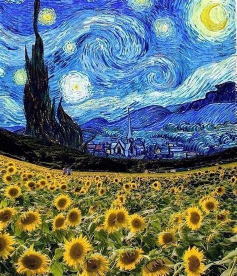 Sunflowers in Starry Night ...