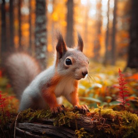 Premium AI Image | Squirrel exploring forest for nuts beautiful ...