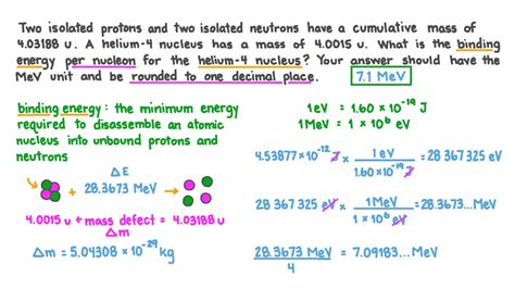 Question Video: Calculating the Binding Energy per Nucleon for the Helium-4 Nucleus | Nagwa