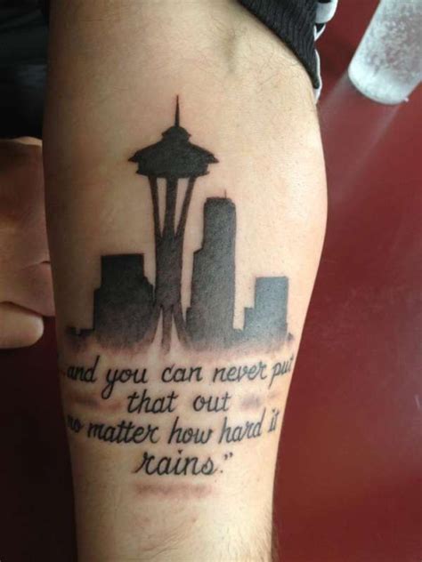 Seattle Skyline tattoo | Skyline tattoo, Seattle skyline tattoo, Tattoos