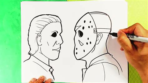 EASY How to Draw JASON vs MICHAEL MYERS - YouTube