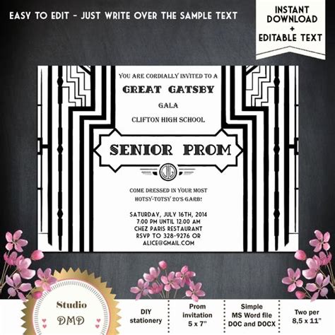 Great Gatsby Prom Invitations