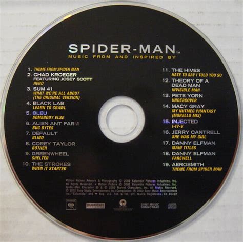 Spiderman Soundtrack CD 2002 Columbia Records CK 86402 3D | Etsy