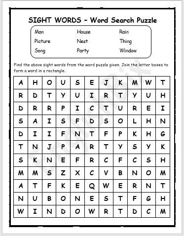 Sight Words Word Search Puzzle Workbook - EnglishBix