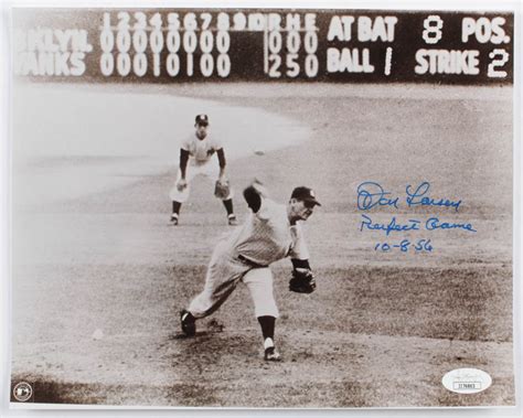 Don Larsen Signed Yankees 1956 World Series 8x10 Photo Inscribed "Perfect Game" & "10-8-56" (JSA ...