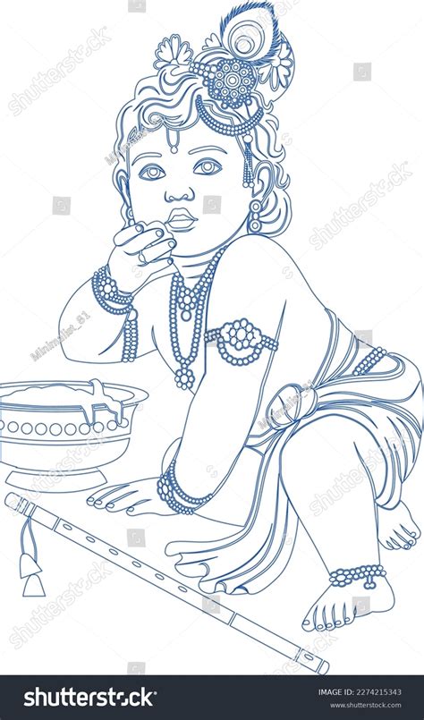 Lord Krishna Outline Drawing Little Krishna Stock Vector (Royalty Free) 2274215343 | Shutterstock