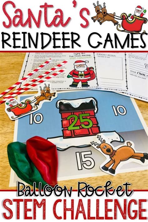 Christmas STEM Activity - Reindeer Balloon Rockets - Santa's Reindeer ...