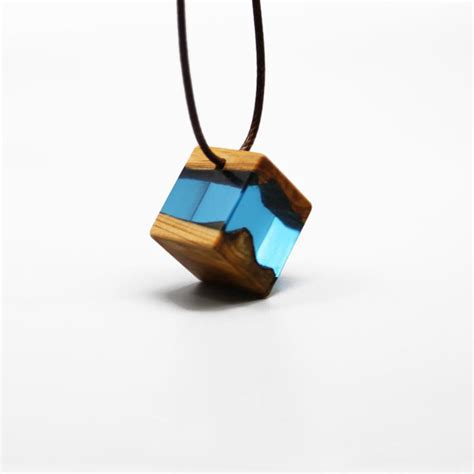 Wood Resin Pendant Necklace Handmade Unique Jewelry For Women Men ...