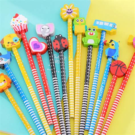 Lovely 20pcs Pencils With Cartoon Eracer Cute Children Kid Pencil School Stationery Gift New ...