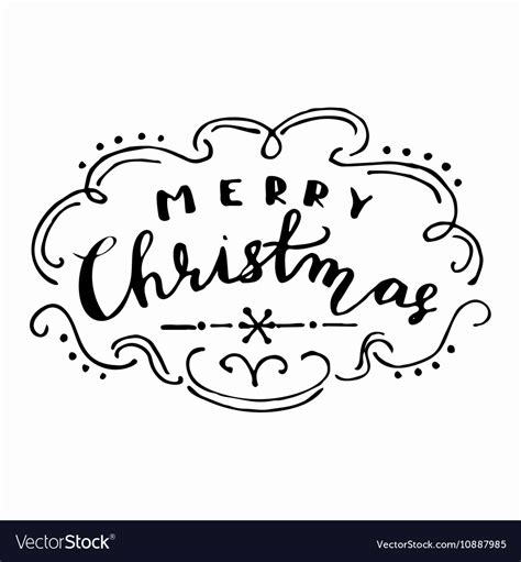 Merry Christmas hand lettering signature Vector Image