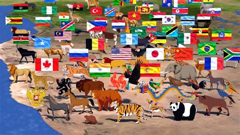 National Animals Comparison: with Country Flags and Geographic Maps - YouTube