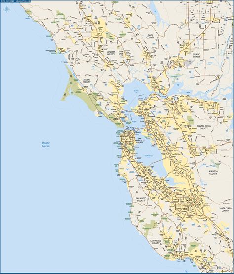 Wine Country & Silicon Valley Map | Vector| Creative Force