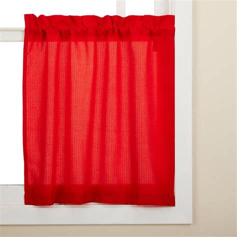 Red Opaque Solid Ribcord Kitchen Curtains Choice of Tier Valance or Swag - Walmart.com - Walmart.com