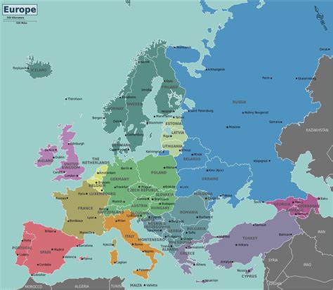 Europa Mapa Muro Político Europeo Rusia Oriente Medio África - Etsy España