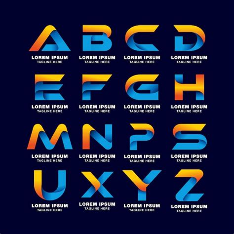 Premium Vector | Alphabet letter logo template in gradients style. blue, yellow, and orange color