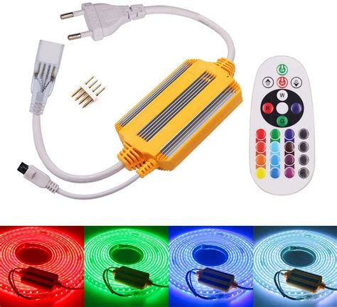 LED Strip Lights, Remote Control RGB AC 220V SMD 5050 60 LEDs/M ...