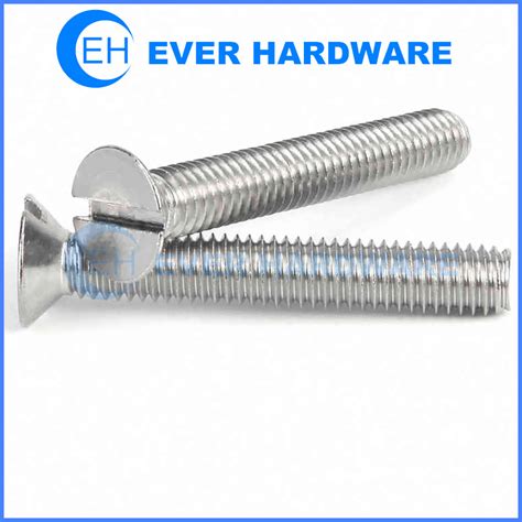 Metric Flat Head Machine Screws Stainless Steel Metal Plain Slot Drive