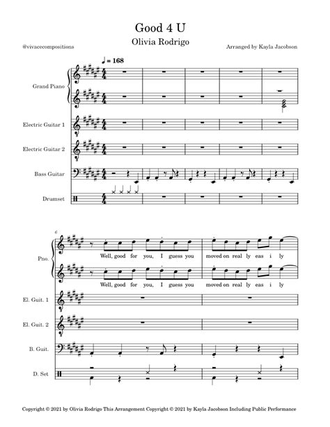 Good 4 U Sheet music for Piano, Guitar, Bass guitar, Drum group (Mixed ...