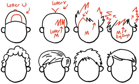 How to Draw Boys and Mens Hair Styles for Cartoon Characters Drawing ...