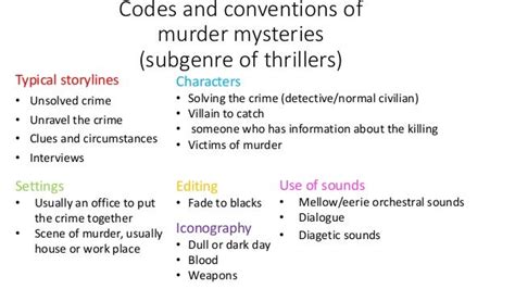 Murder mystery codes and conventions