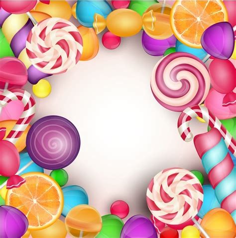 Colorful candies frame vector free download