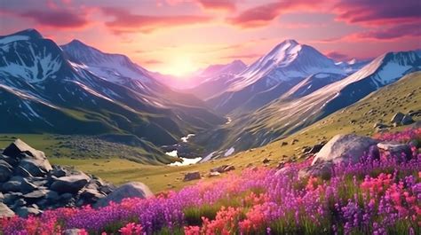 Premium Photo | Nature mountain displays radiant at sunset background