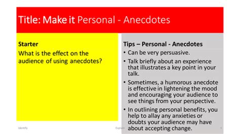 Speeches - L5 - Personal Elements - Anecdotes by LouiseBDaly | Teaching Resources