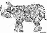 Zentangle Rhino Adults Coloring Page Printable sketch template