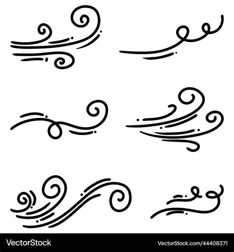 Doodle sketch style of wind gust cartoon hand Vector Image