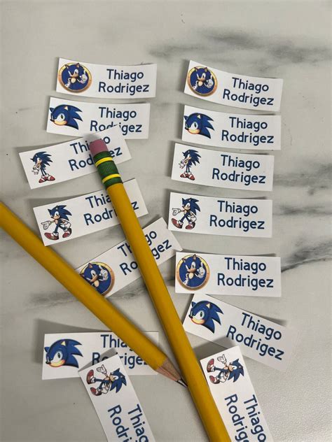 Custom Sonic the Hedgehog Sticker Name Labels Back to School - Etsy